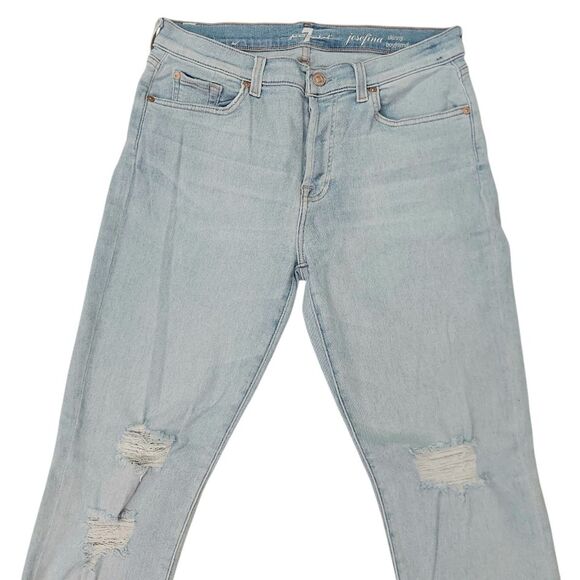 7 For All Mankind Jeans Womens 29 Blue Josefina Skinny Boyfriend Stretch Button - Picture 2 of 12